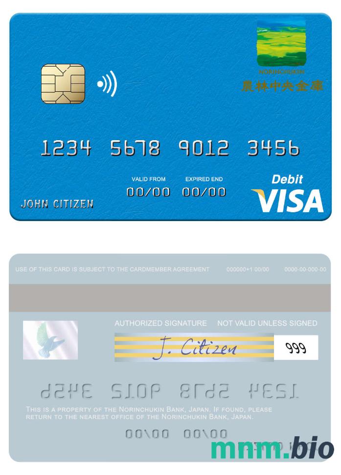 Japan Norinchukin Bank visa debet karta przykład w formacie PSD